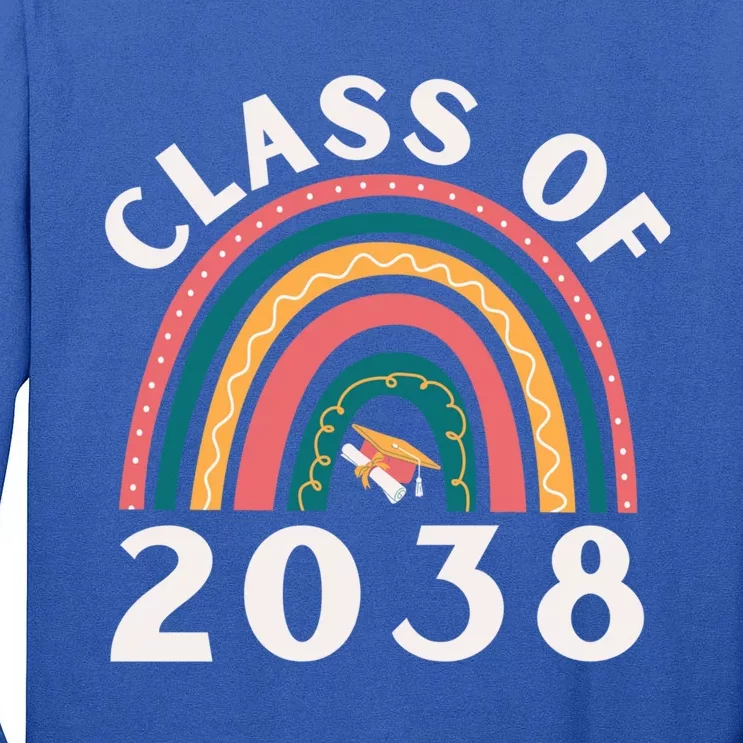 Class Of 2038 Graduation Kindergarten 2038 School Rainbow Gift Tall Long Sleeve T-Shirt