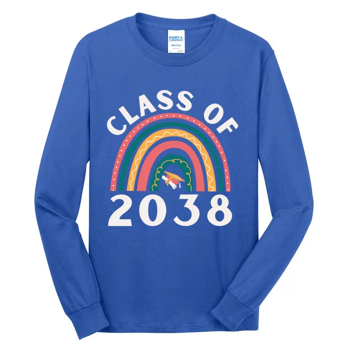 Class Of 2038 Graduation Kindergarten 2038 School Rainbow Gift Tall Long Sleeve T-Shirt