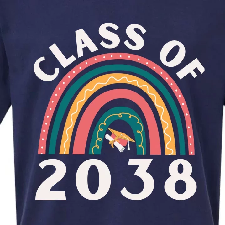 Class Of 2038 Graduation Kindergarten 2038 School Rainbow Gift Sueded Cloud Jersey T-Shirt