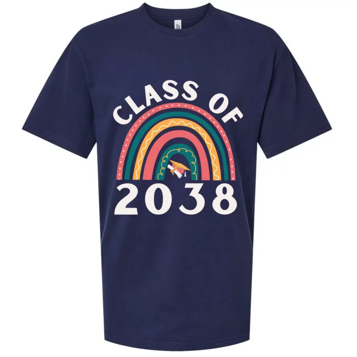 Class Of 2038 Graduation Kindergarten 2038 School Rainbow Gift Sueded Cloud Jersey T-Shirt