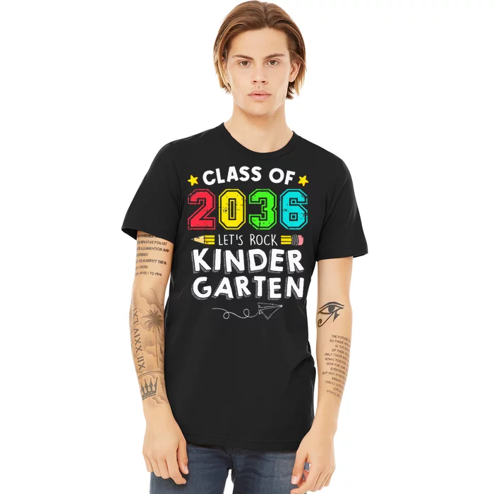 Class Of 2036 Let's Rock Kindergarten Back To School Premium T-Shirt