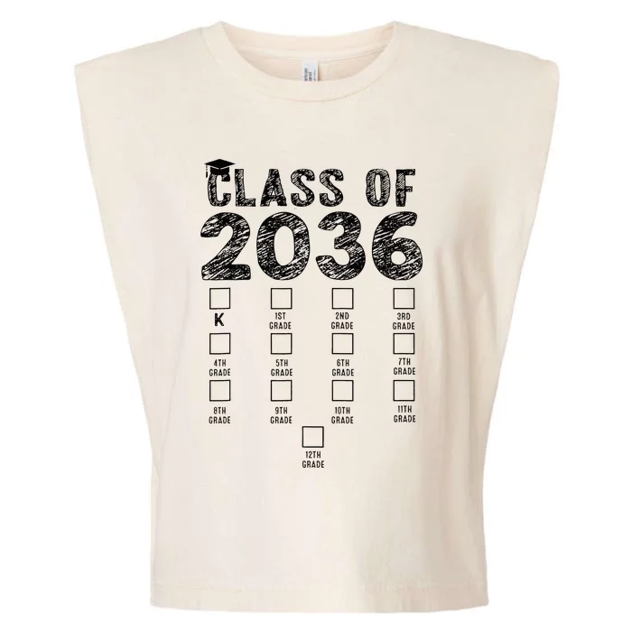 Class Of 2036 Grow With Me With Space For Checkmarks Garment-Dyed Women's Muscle Tee