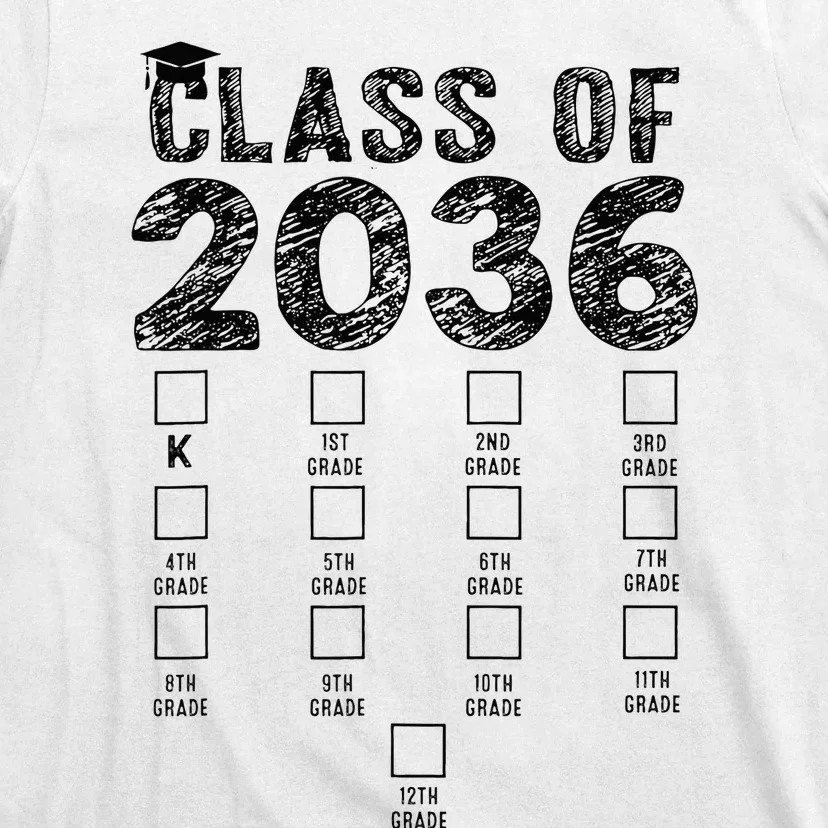 Class Of 2036 Grow With Me With Space For Checkmarks T-Shirt