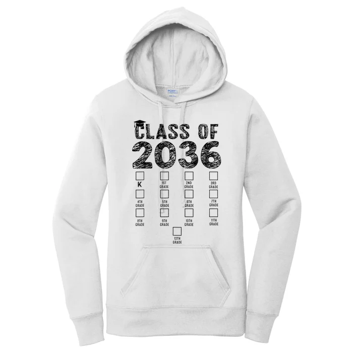 Class Of 2036 Grow With Me With Space For Checkmarks Women's Pullover Hoodie