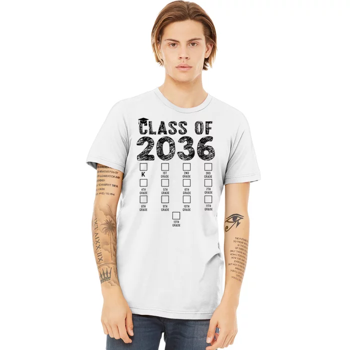 Class Of 2036 Grow With Me With Space For Checkmarks Premium T-Shirt