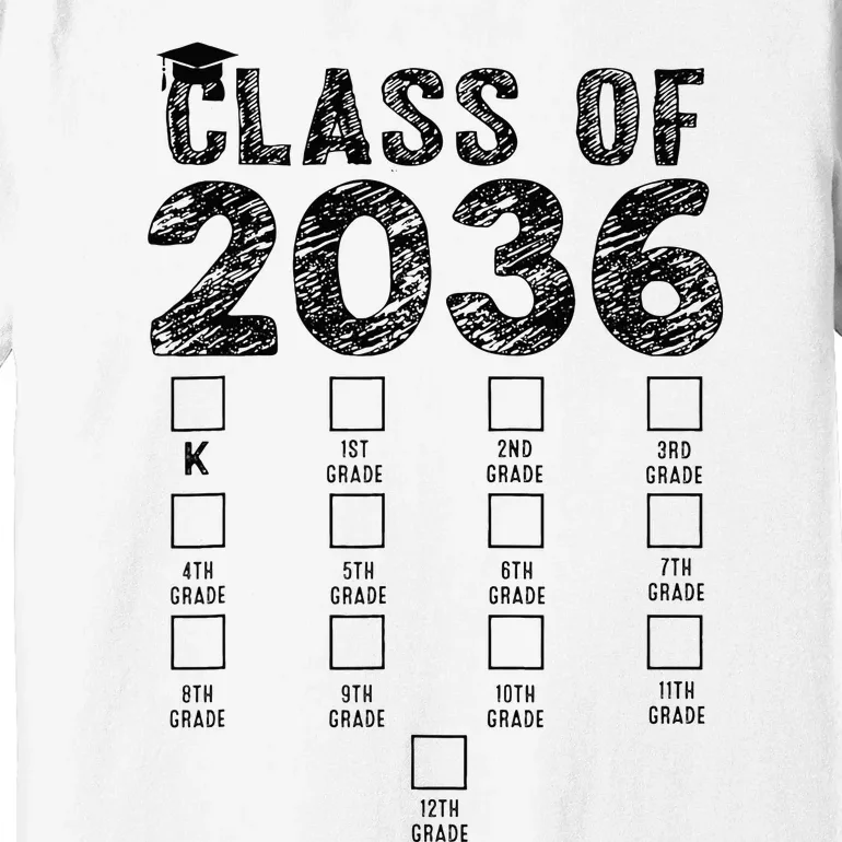 Class Of 2036 Grow With Me With Space For Checkmarks Premium T-Shirt