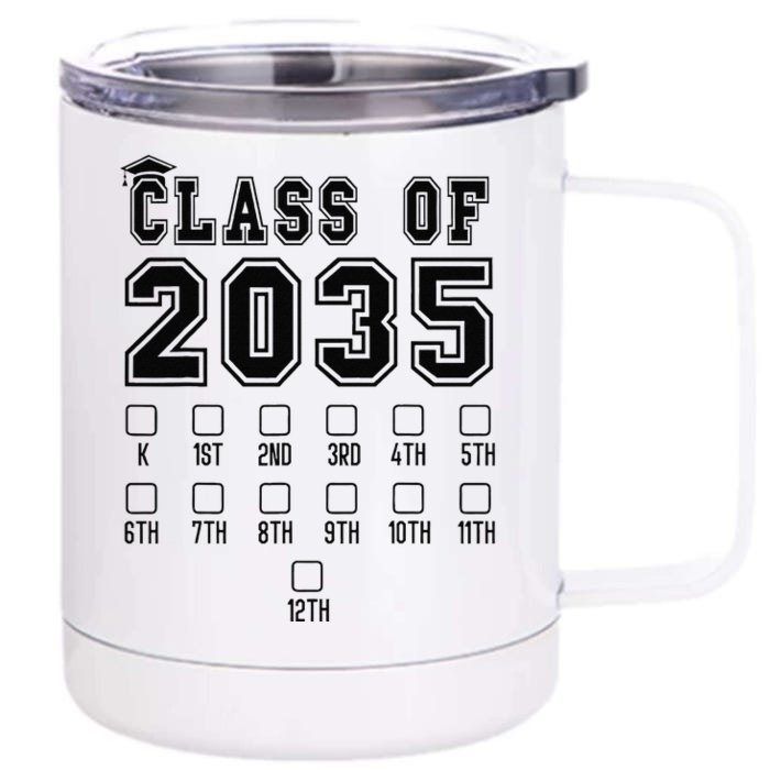 Class Of 2035 Grow With Me First Day Of School Check Mark Front & Back 12oz Stainless Steel Tumbler Cup