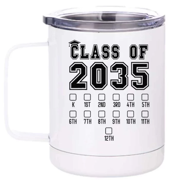 Class Of 2035 Grow With Me First Day Of School Check Mark Front & Back 12oz Stainless Steel Tumbler Cup