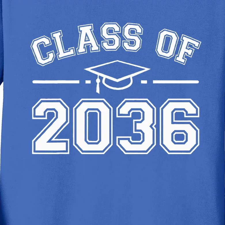 Class Of 2036 Grow With Me First Day Kindergarten Graduation Kids Long Sleeve Shirt