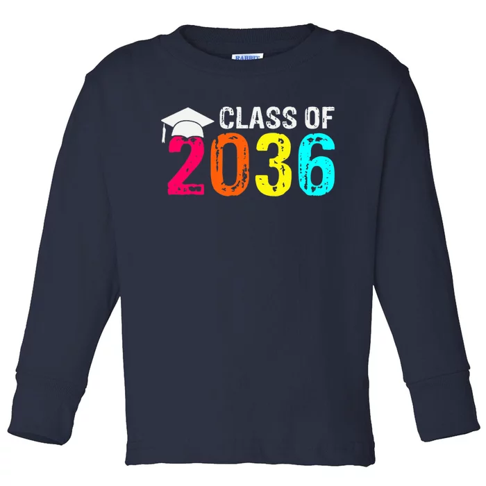 Class Of 2036 Grow With Me First Day Of School Graduation Toddler Long Sleeve Shirt