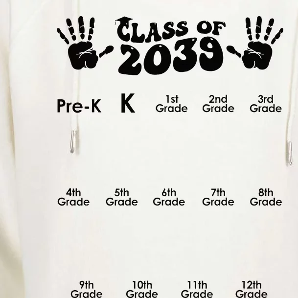 Class Of 2039 Grow With Me Handprint PreK 12th Grade K12 Womens Funnel Neck Pullover Hood