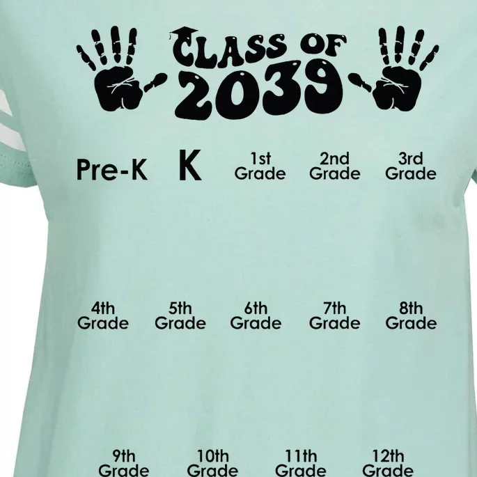 Class Of 2039 Grow With Me Handprint PreK 12th Grade K12 Enza Ladies Jersey Football T-Shirt