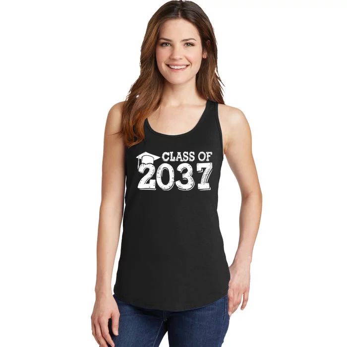 Class Of 2037 Grow With Me Handprints Space On Back Ladies Essential Tank