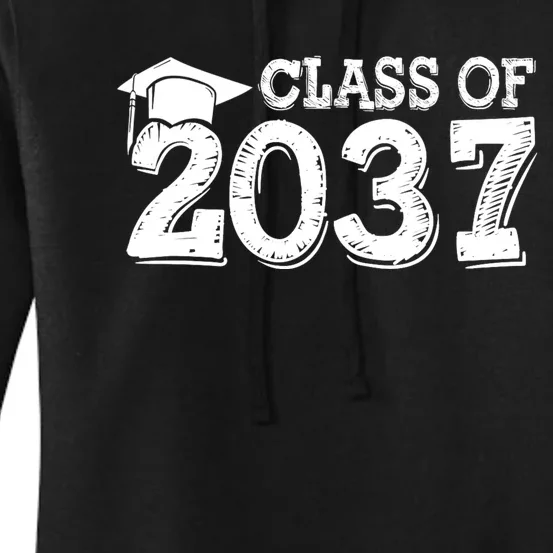 Class Of 2037 Grow With Me Handprints Space On Back Women's Pullover Hoodie