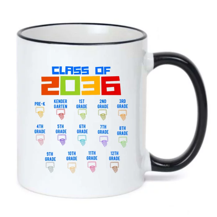 Class Of 2036 School Year Grow With Me K12 Basketball Black Color Changing Mug