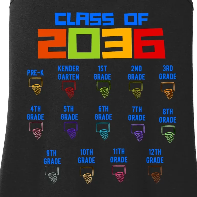 Class Of 2036 School Year Grow With Me K12 Basketball Ladies Essential Tank