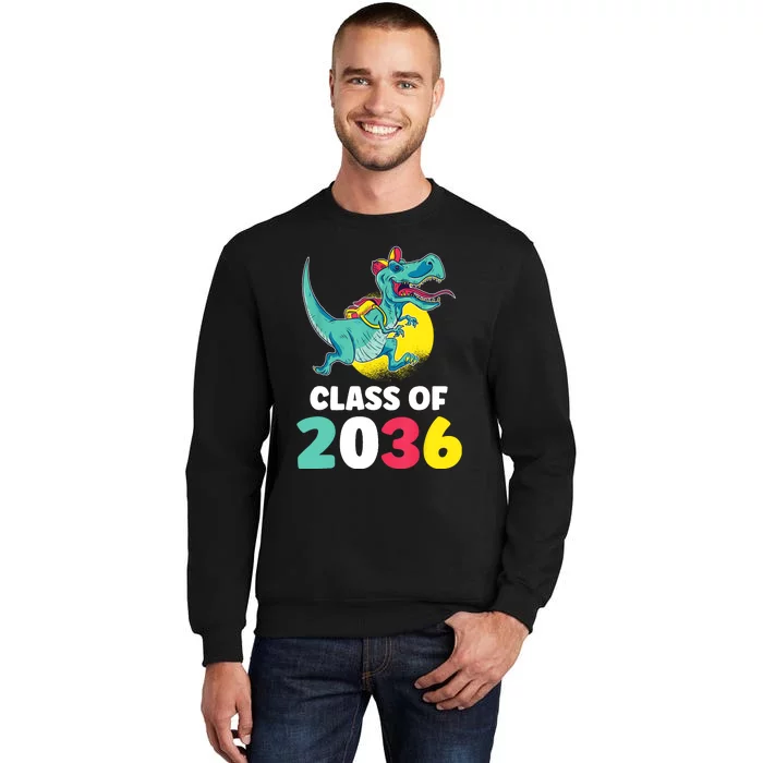 Class Of 2036 Back To School Kindergarten Trex Dinosaur Tall Sweatshirt