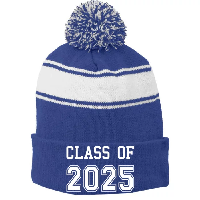 Class Of 2025 Graduation School Future Graduate Cool Gift Stripe Pom Pom Beanie