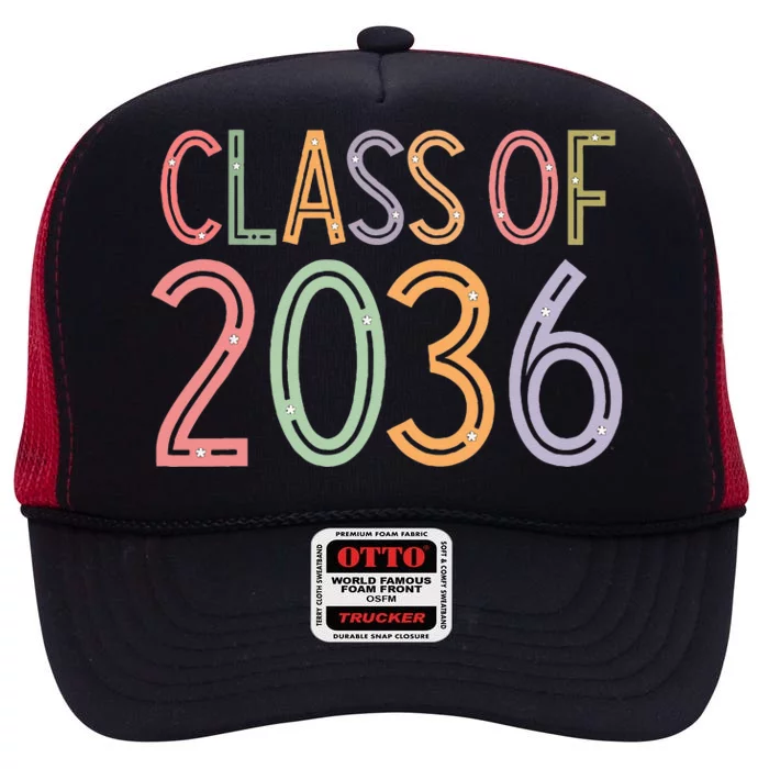 Class Of 2036 Grow With Me Graduation First Day Of School High Crown Mesh Trucker Hat