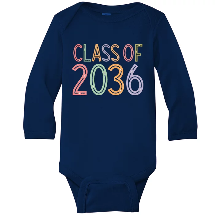 Class Of 2036 Grow With Me Graduation First Day Of School Baby Long Sleeve Bodysuit