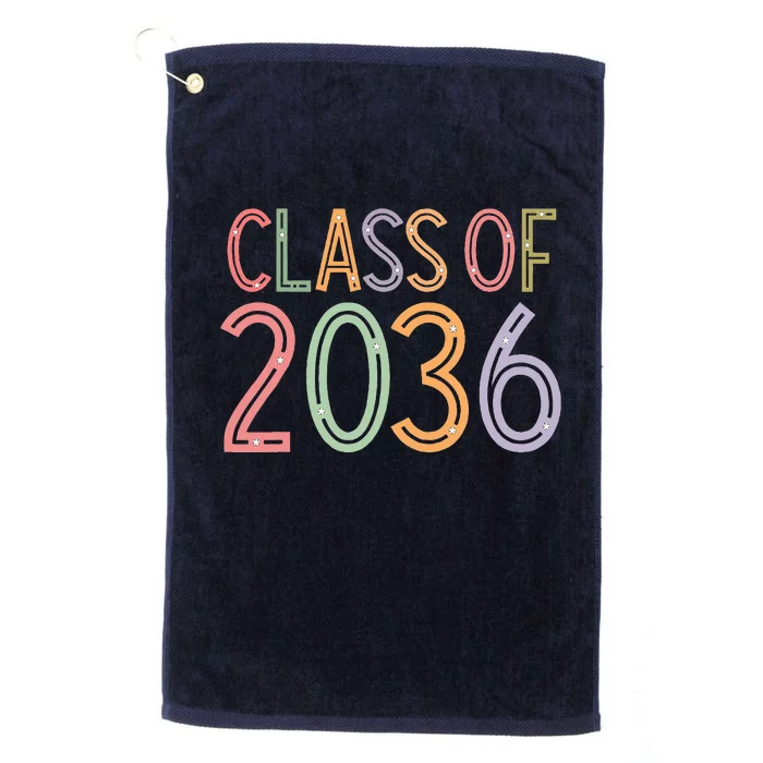 Class Of 2036 Grow With Me Graduation First Day Of School Platinum Collection Golf Towel