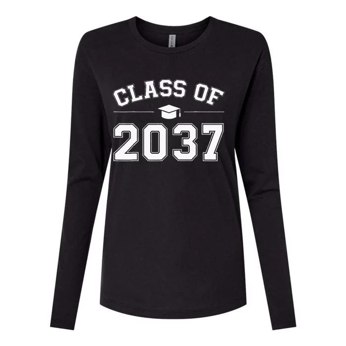 Class Of 2037 Grow With Me First Day Of School Graduation Womens Cotton Relaxed Long Sleeve T-Shirt