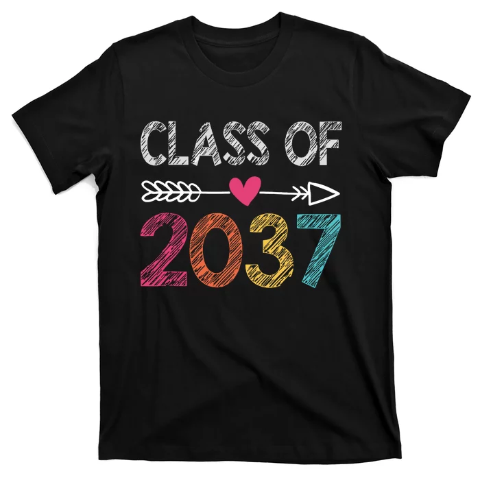 Class Of 2037 Kindergarten Pre K Grow With Me Graduation T-Shirt