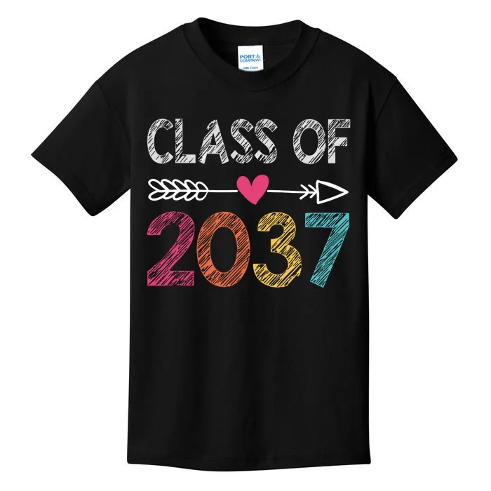 Class Of 2037 Kindergarten Pre K Grow With Me Graduation Kids T-Shirt