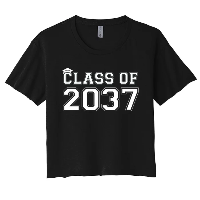 Class Of 2037 Pre K Grow With Me Graduation Women's Crop Top Tee