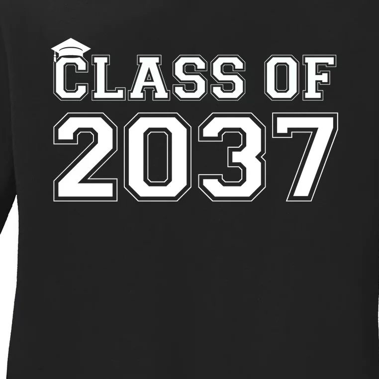 Class Of 2037 Pre K Grow With Me Graduation Ladies Long Sleeve Shirt