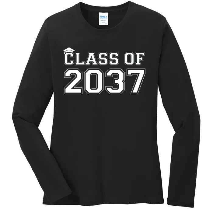 Class Of 2037 Pre K Grow With Me Graduation Ladies Long Sleeve Shirt