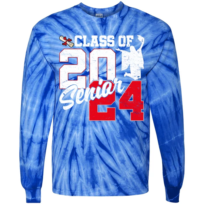 Class Of 2024 Senior 24 Graduation 2024 First Day Of School Gift Tie-Dye Long Sleeve Shirt