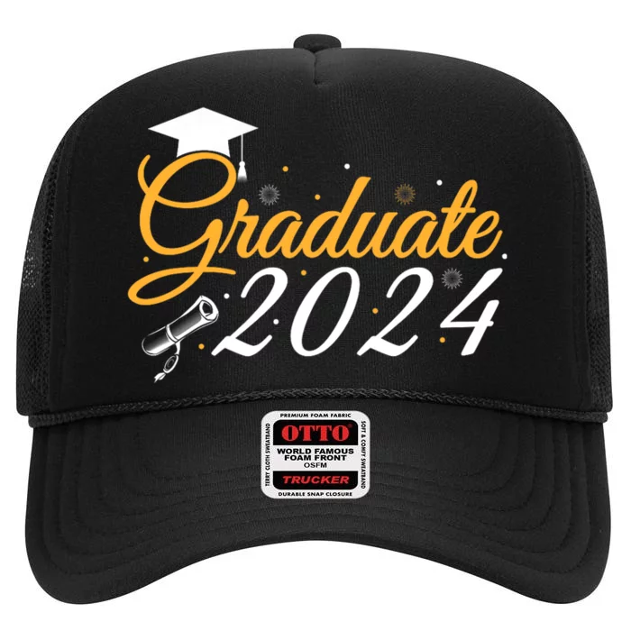 Class Of 2024 Graduate Funny Graduation High Crown Mesh Trucker Hat