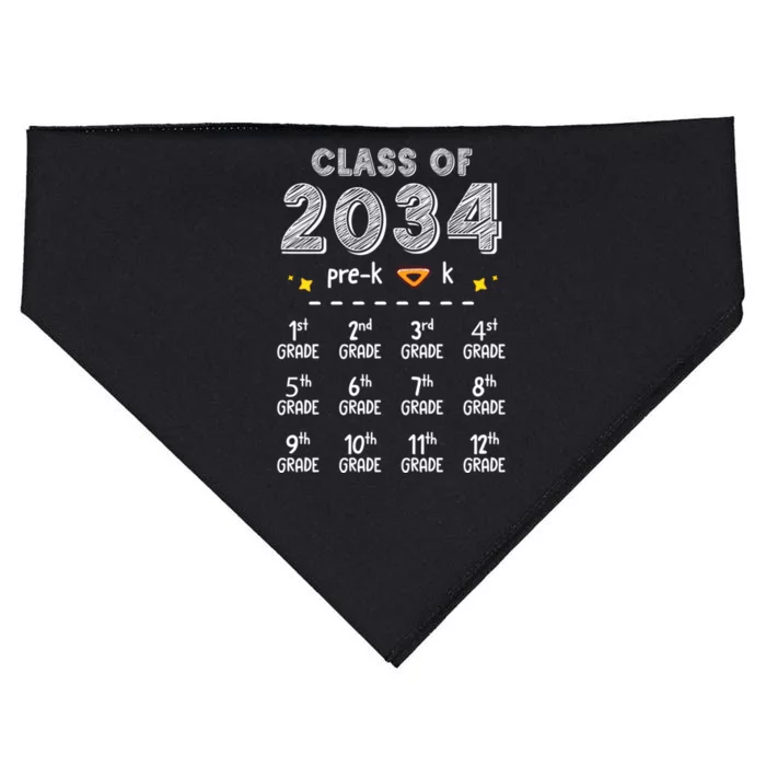 Class Of 2034 Graduates From Kindergarten To Graduation Day Gift USA-Made Doggie Bandana