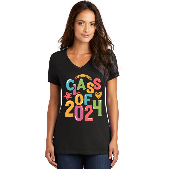 Class Of 2024 Celebration Graphic Women's V-Neck T-Shirt