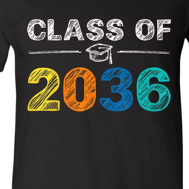 Class of 2036 Grow With Me First Day of School Graduation V-Neck T-Shirt