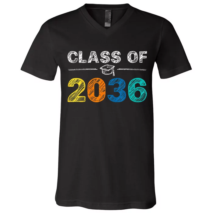 Class of 2036 Grow With Me First Day of School Graduation V-Neck T-Shirt