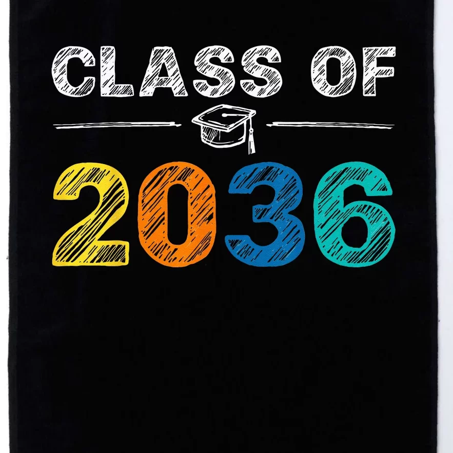 Class of 2036 Grow With Me First Day of School Graduation Platinum Collection Golf Towel