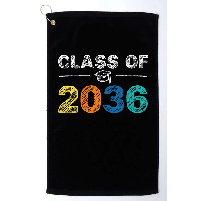 Class of 2036 Grow With Me First Day of School Graduation Platinum Collection Golf Towel