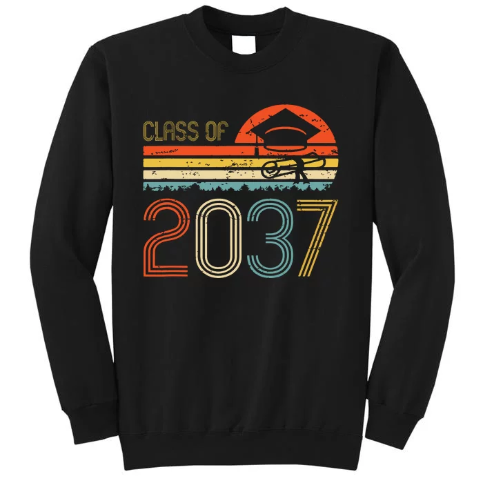 Class Of 2037 Grow With Me Prek Graduate Vintage Retro Tall Sweatshirt