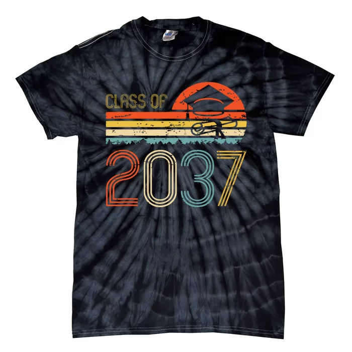 Class Of 2037 Grow With Me Prek Graduate Vintage Retro Tie-Dye T-Shirt