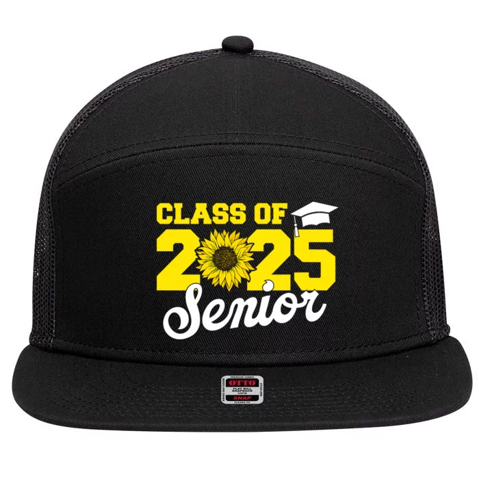 Class Of 2025 Senior 2025 Sunflower Back To School 2025 Girl 7 Panel Mesh Trucker Snapback Hat