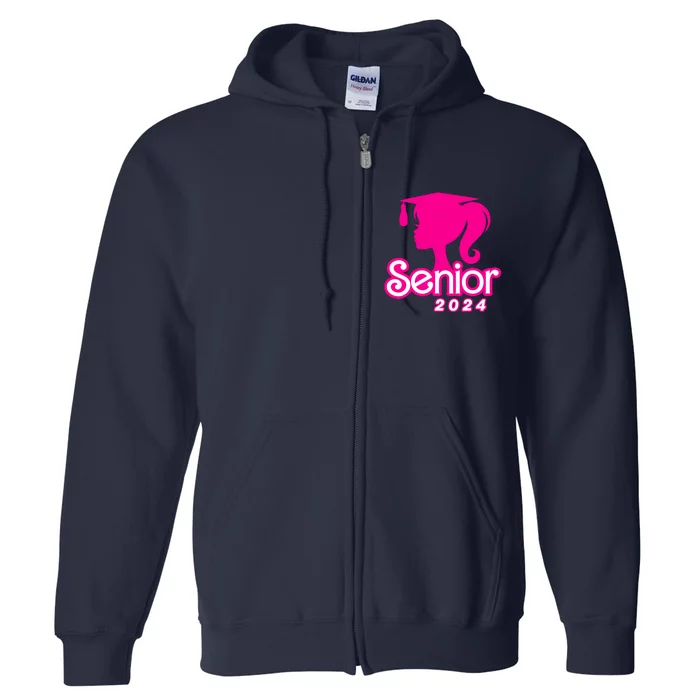 Class Of 2024 Senior Pink Design Funny Seniors 2024 Girl Full Zip Hoodie