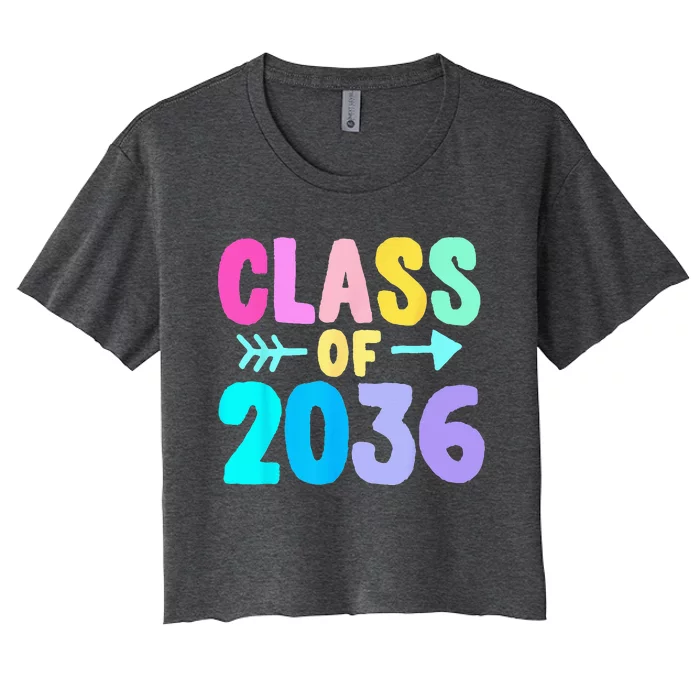 Class Of 2036 Graduation Grow With Me Women's Crop Top Tee