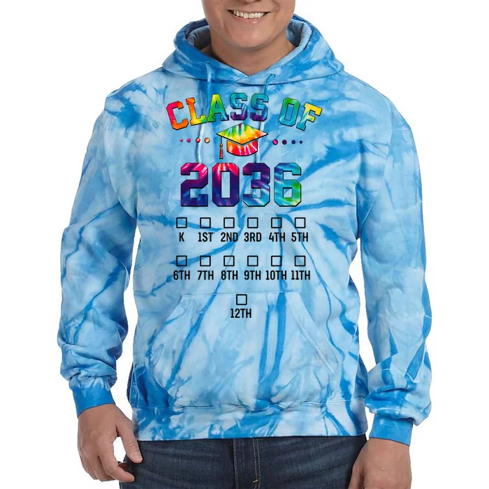 Class of 2036 Grow With Me With Space For Checkmarks Tie Dye Hoodie