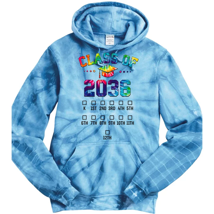 Class of 2036 Grow With Me With Space For Checkmarks Tie Dye Hoodie