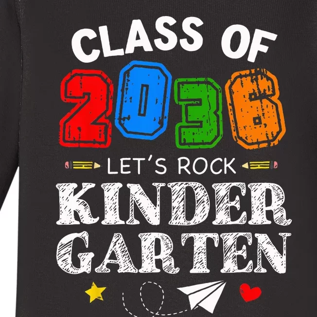 Class Of 2036 Let's Rock Kindergarten Back To School Baby Long Sleeve Bodysuit