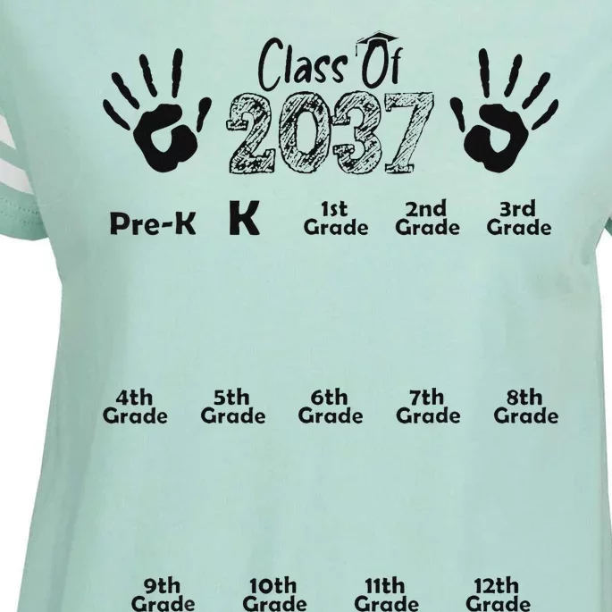 Class Of 2037 Grow With Me Prek To 12th Grade Enza Ladies Jersey Football T-Shirt