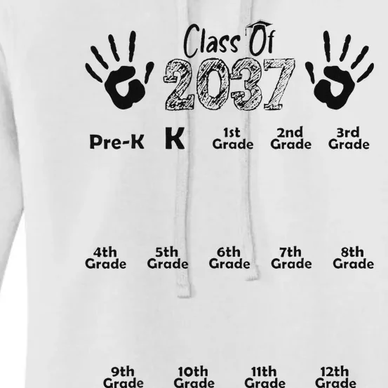 Class Of 2037 Grow With Me Prek To 12th Grade Women's Pullover Hoodie