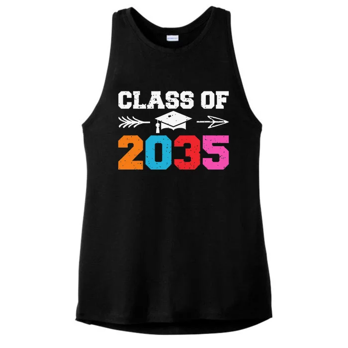 Class Of 2035 Grow With Me Graduation First Day of School Ladies Tri-Blend Wicking Tank